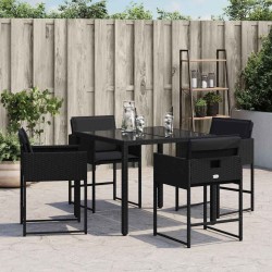 Chaises de jardin lot de 4 avec coussins noir résine tressée 557282557282
