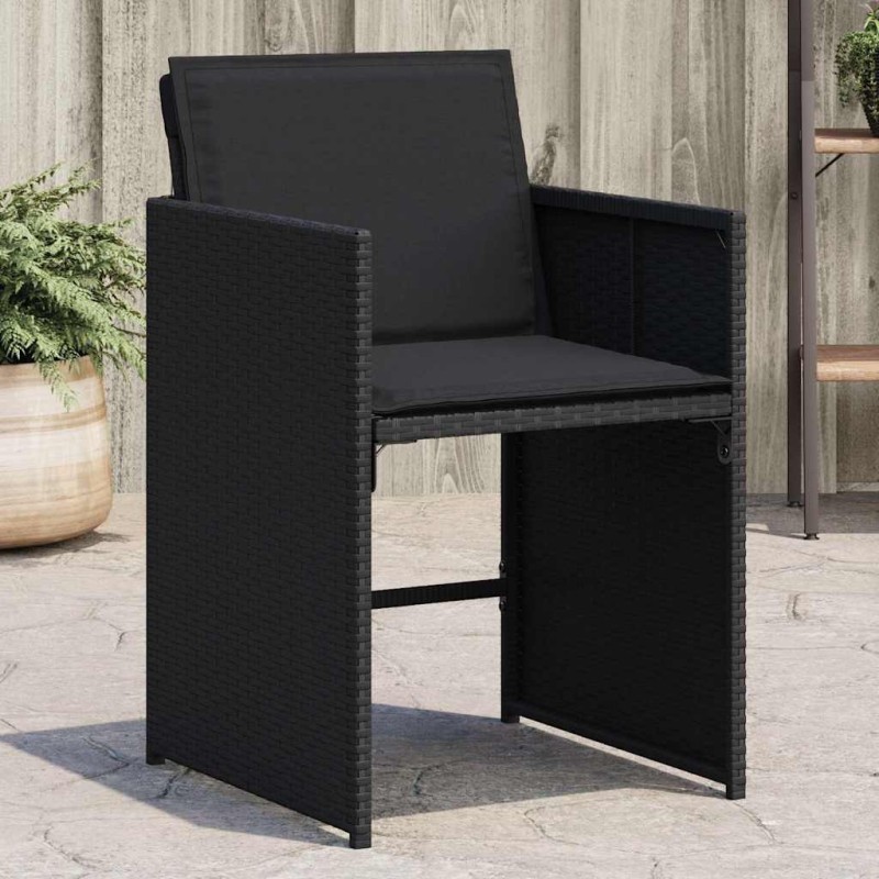 Chaises de jardin lot de 4 avec coussins noir résine tressée 557283557283