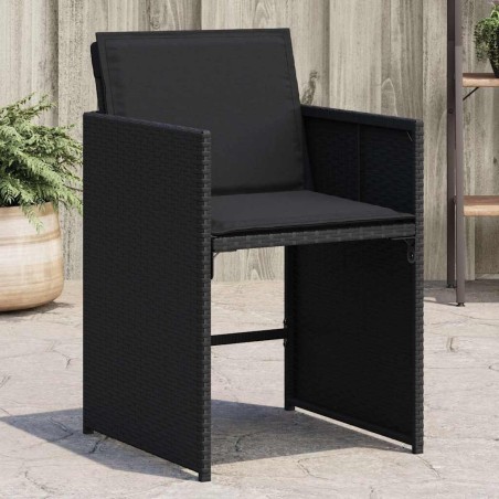 Chaises de jardin lot de 4 avec coussins noir résine tressée 557283557283