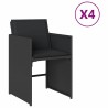 Chaises de jardin lot de 4 avec coussins noir résine tressée 557283557283