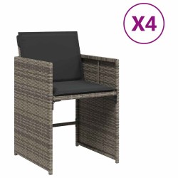 Chaises de jardin avec coussins lot de 4 gris résine tressée 557284557284