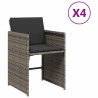 Chaises de jardin avec coussins lot de 4 gris résine tressée 557284557284