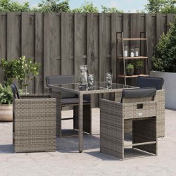 Chaises de jardin avec coussins lot de 4 gris résine tressée 557284557284
