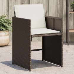 Chaises de jardin avec coussins lot de 4 marron résine tressée 557285557285