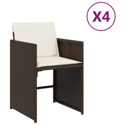 Chaises de jardin avec coussins lot de 4 marron résine tressée 557285557285