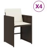 Chaises de jardin avec coussins lot de 4 marron résine tressée 557285557285
