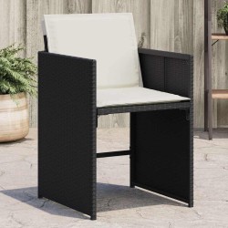 Chaises de jardin lot de 4 avec coussins noir résine tressée 557286557286