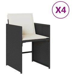 Chaises de jardin lot de 4 avec coussins noir résine tressée 557286557286