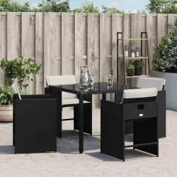 Chaises de jardin lot de 4 avec coussins noir résine tressée 557286557286