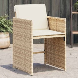Chaises de jardin avec coussins lot de 4 beige résine tressée 557287557287