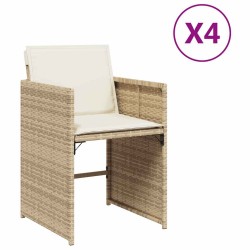 Chaises de jardin avec coussins lot de 4 beige résine tressée 557287557287