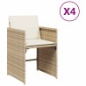 Chaises de jardin avec coussins lot de 4 beige résine tressée 557287557287