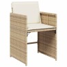 Chaises de jardin avec coussins lot de 4 beige résine tressée 557287557287