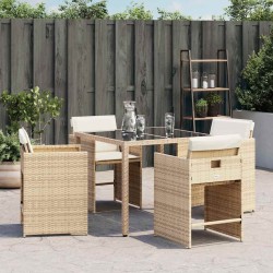 Chaises de jardin avec coussins lot de 4 beige résine tressée 557287557287