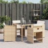 Chaises de jardin avec coussins lot de 4 beige résine tressée 557287557287