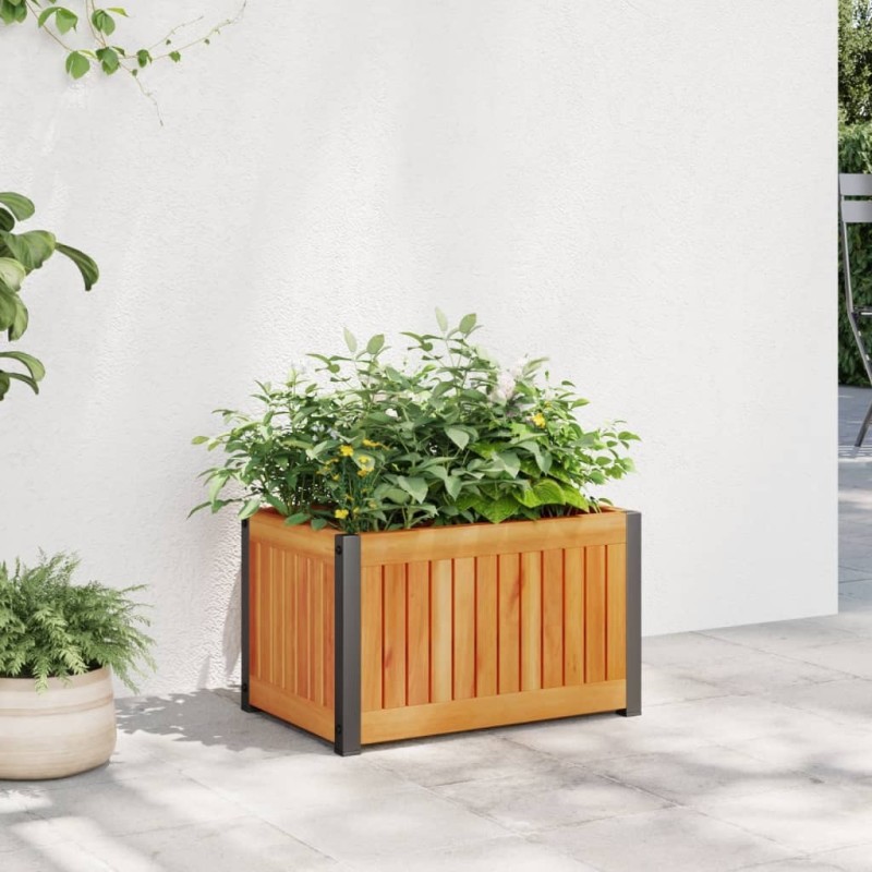 Jardinière 45x30x27,5 cm bois massif d'acacia et acier 557289557289