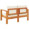 Canapé de jardin avec coussins 2 places bois massif d'acacia 557307557307