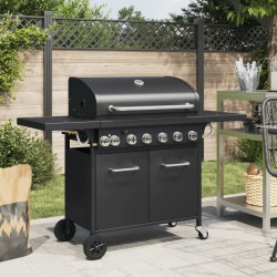 Barbecue gril à gaz avec 7 brûleurs noir acier enduit de poudre 557310557310