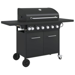 Barbecue gril à gaz avec 7 brûleurs noir acier enduit de poudre 557310557310