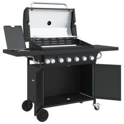 Barbecue gril à gaz avec 7 brûleurs noir acier enduit de poudre 557310557310