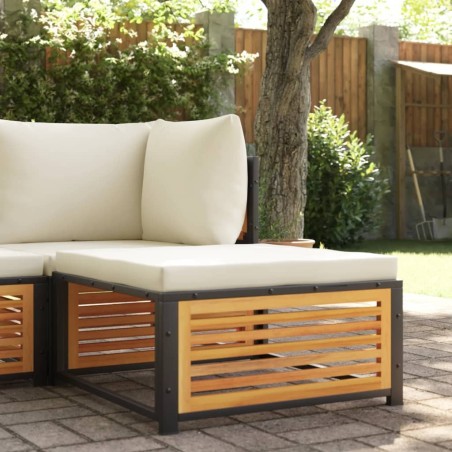 Tabouret de jardin avec coussin 68x68x30cm bois massif d'acacia 557316557316