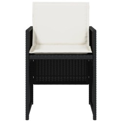 Ensemble à manger de jardin coussins 5pcs Noir Résine tressée 557319557319