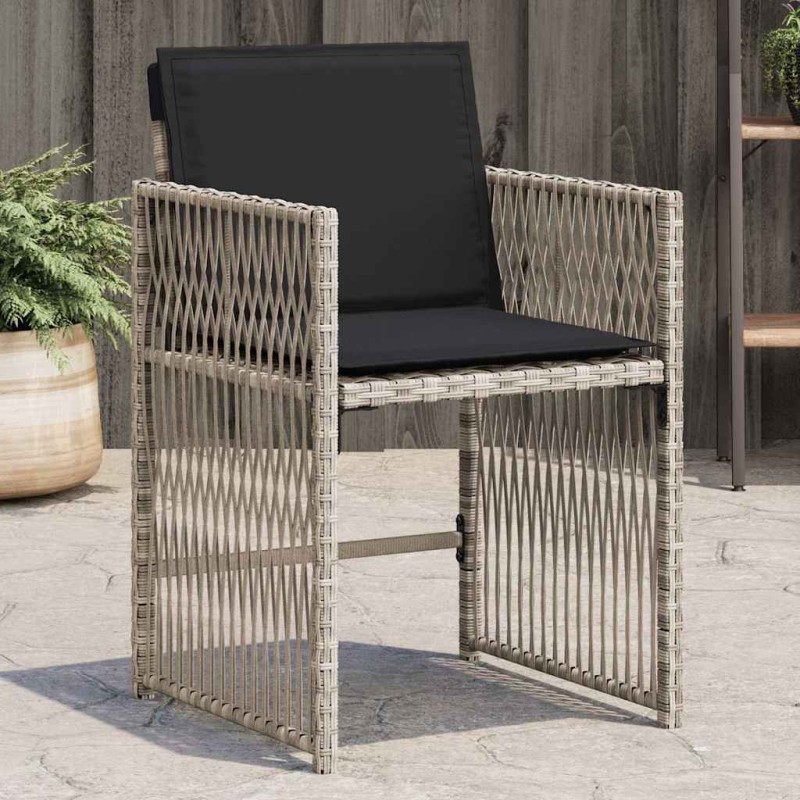 Chaises de jardin avec coussins lot de 4 gris clair poly rotin 557320557320
