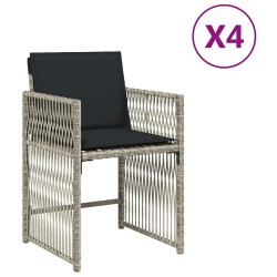 Chaises de jardin avec coussins lot de 4 gris clair poly rotin 557320557320