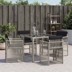Chaises de jardin avec coussins lot de 4 gris clair poly rotin 557320557320