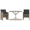 Ensemble de bistro 3 pcs et coussins gris clair résine tressée 557321557321