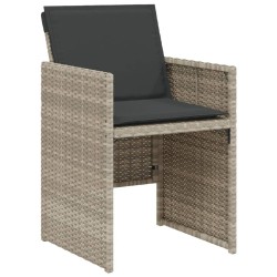 Ensemble de bistro 3 pcs et coussins gris clair résine tressée 557321557321