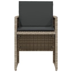 Ensemble de bistro 3 pcs et coussins gris clair résine tressée 557321557321