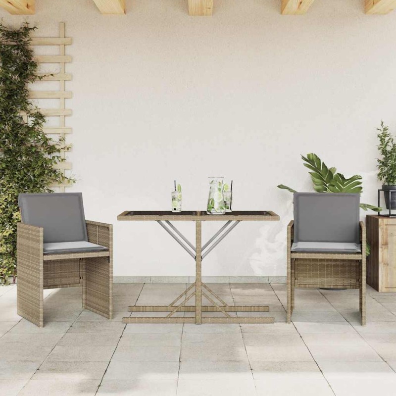 Ensemble de bistro 3 pcs coussins mélange beige résine tressée 557322557322