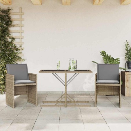 Ensemble de bistro 3 pcs coussins mélange beige résine tressée 557322557322