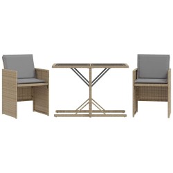 Ensemble de bistro 3 pcs coussins mélange beige résine tressée 557322557322