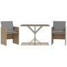 Ensemble de bistro 3 pcs coussins mélange beige résine tressée 557322557322