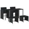 Ensemble à manger de jardin coussins 5pcs Noir Résine tressée 557323557323