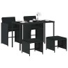 Ensemble à manger de jardin coussins 5pcs Noir Résine tressée 557323557323
