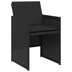 Ensemble à manger de jardin coussins 5pcs Noir Résine tressée 557323557323