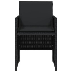 Ensemble à manger de jardin coussins 5pcs Noir Résine tressée 557323557323