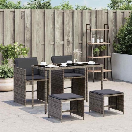 Ensemble à manger de jardin 5 pcs coussins gris résine tressée 557324557324
