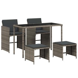 Ensemble à manger de jardin 5 pcs coussins gris résine tressée 557324557324