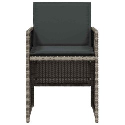 Ensemble à manger de jardin 5 pcs coussins gris résine tressée 557324557324