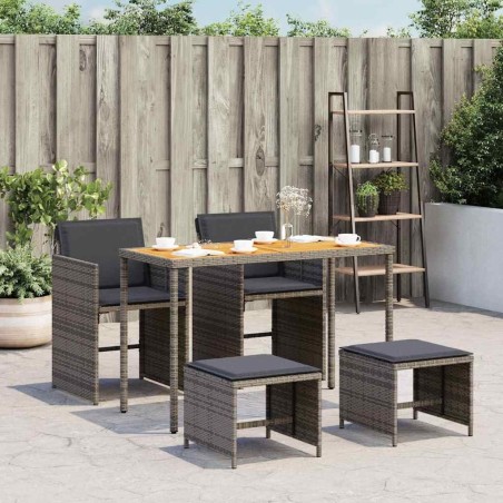 Ensemble à manger de jardin 5 pcs coussins gris résine tressée 557325557325