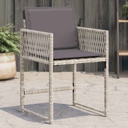 Chaises de jardin avec coussins lot de 4 gris clair poly rotin 557326557326