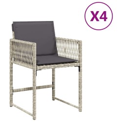 Chaises de jardin avec coussins lot de 4 gris clair poly rotin 557326557326