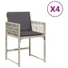 Chaises de jardin avec coussins lot de 4 gris clair poly rotin 557326557326