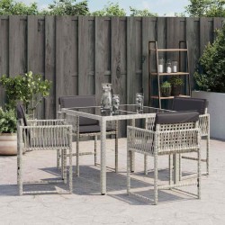 Chaises de jardin avec coussins lot de 4 gris clair poly rotin 557326557326