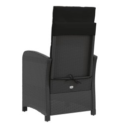 Chaise inclinable de jardin avec coussins noir résine tressée 557328557328