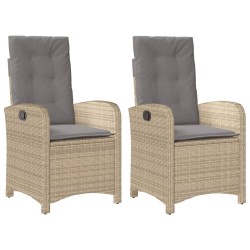 Chaises inclinables jardin lot de 2 et coussins résine tressée 557329557329